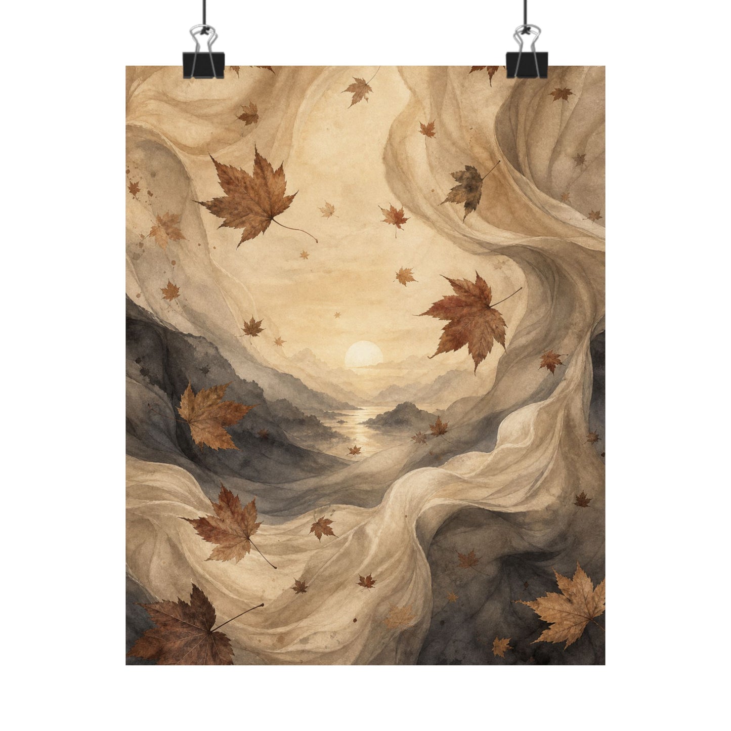 Silk Drape Wall Art Print | Autumn Japandi Watercolor Art