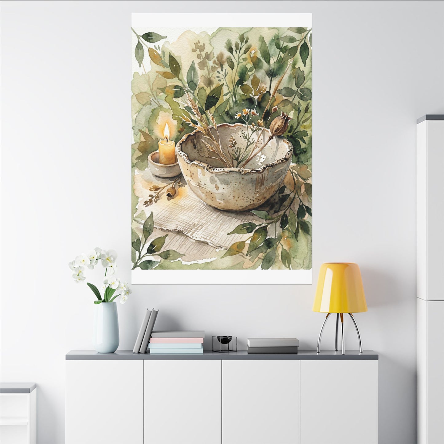 Ceramic Bowl Summer Canvas Art | Japandi Elegant Design