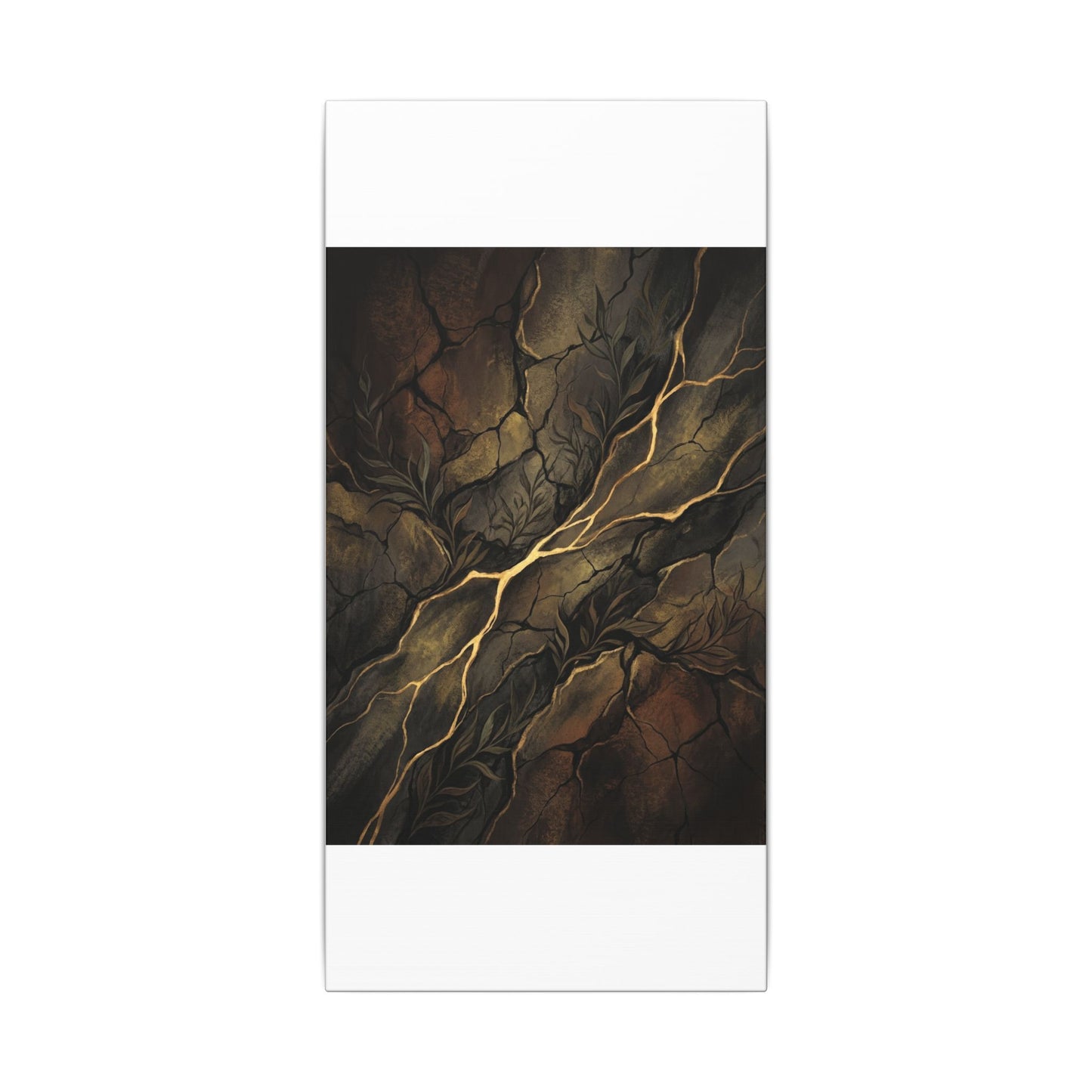 Cracked Earth Charcoal Ink Canvas Art | Bold Dark Japandi Art