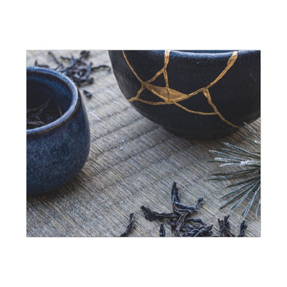 Kintsugi Tea Ceremony in Overcast | Gold Vein Canvas Art