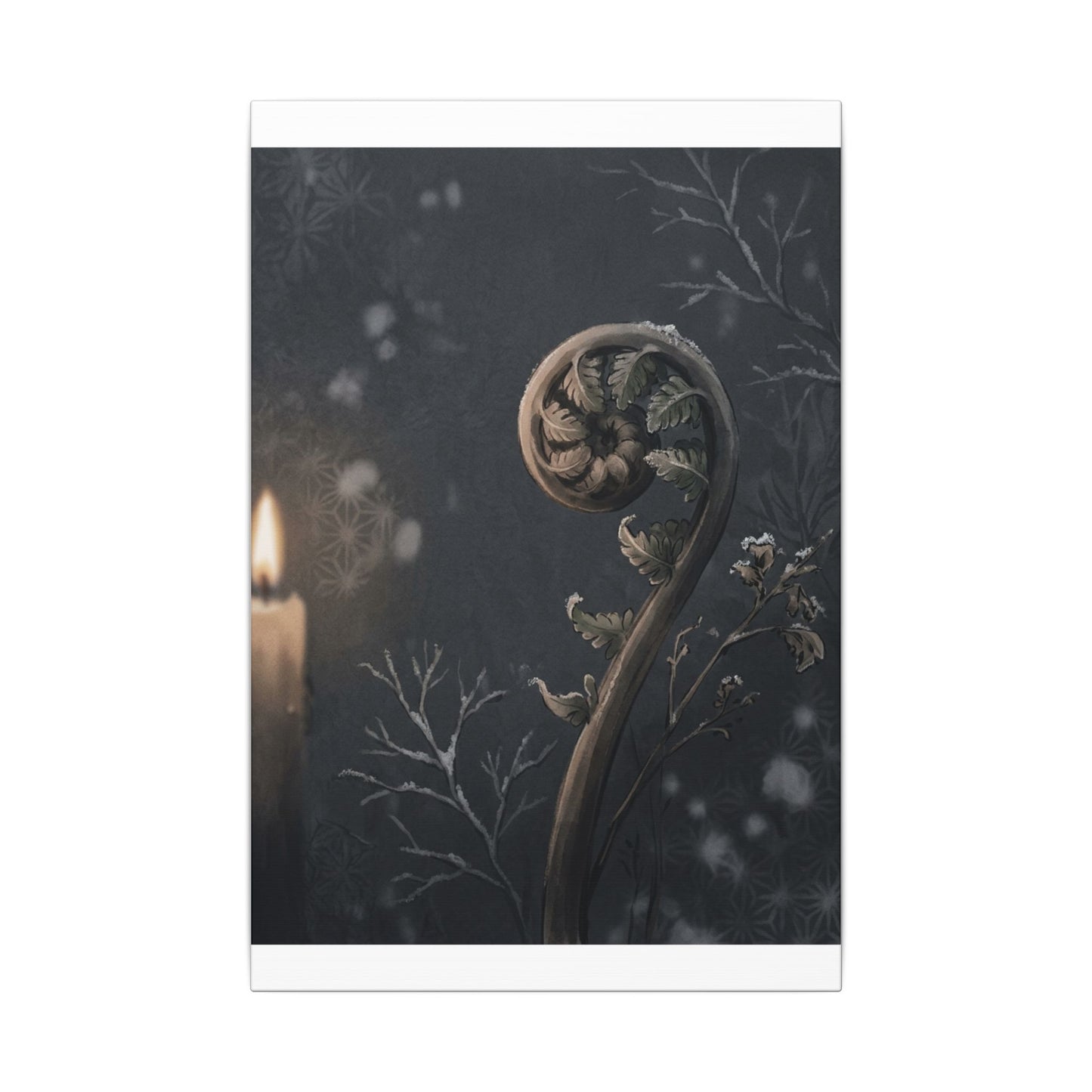 Candlelight Fern Unfurling Canvas Art - Japandi Ma
