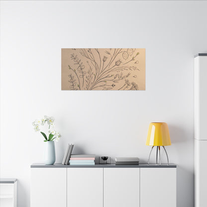Dried Flowers Canvas Art | Spring Japandi Minimal Line Art