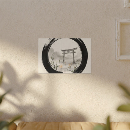 Spring Torii Gate Enso Canvas Art | Tranquil Decor
