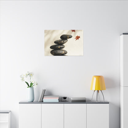 Kintsugi River Stones in Dappled | Crackle Gold Canvas Art