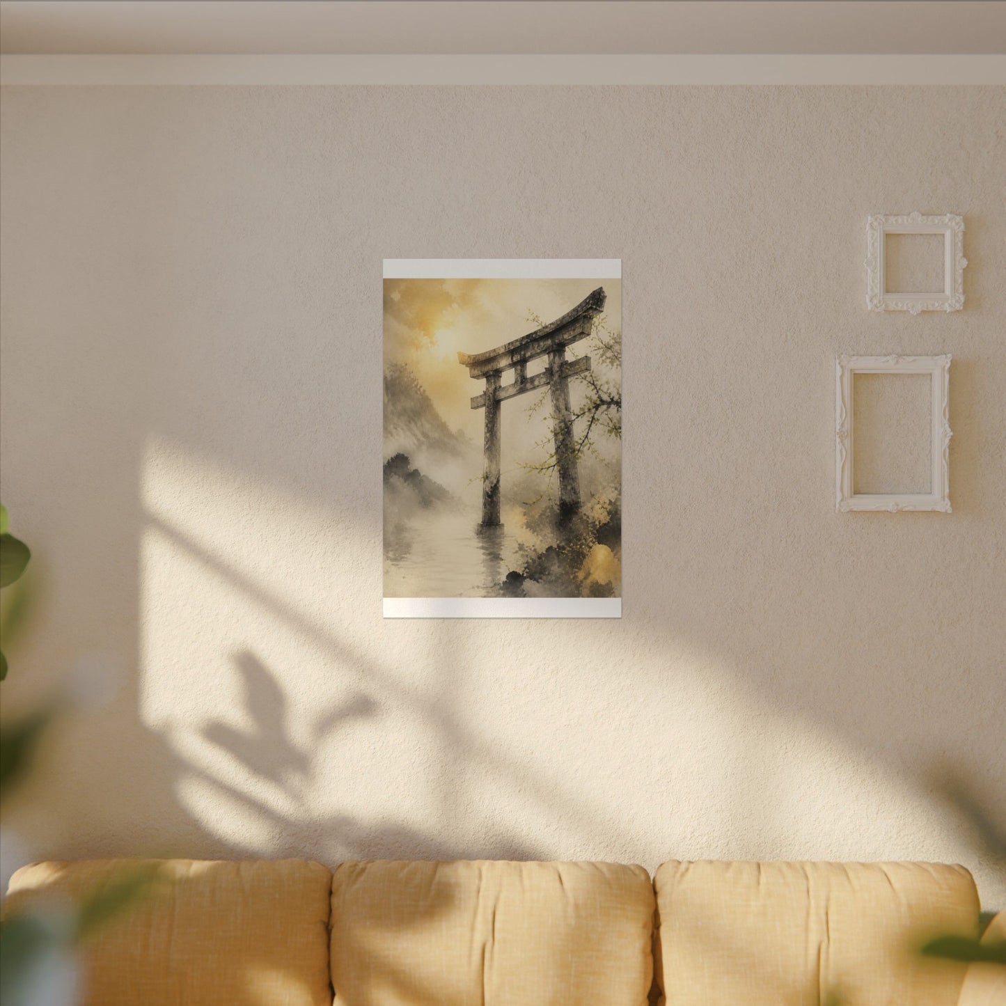 Spring Torii Gate Sumi E Canvas Art | Tranquil Decor