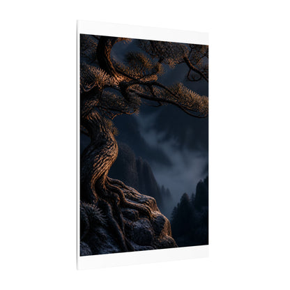 Bold Pine Tree Canvas Art - Shadow Zen Dark Japandi