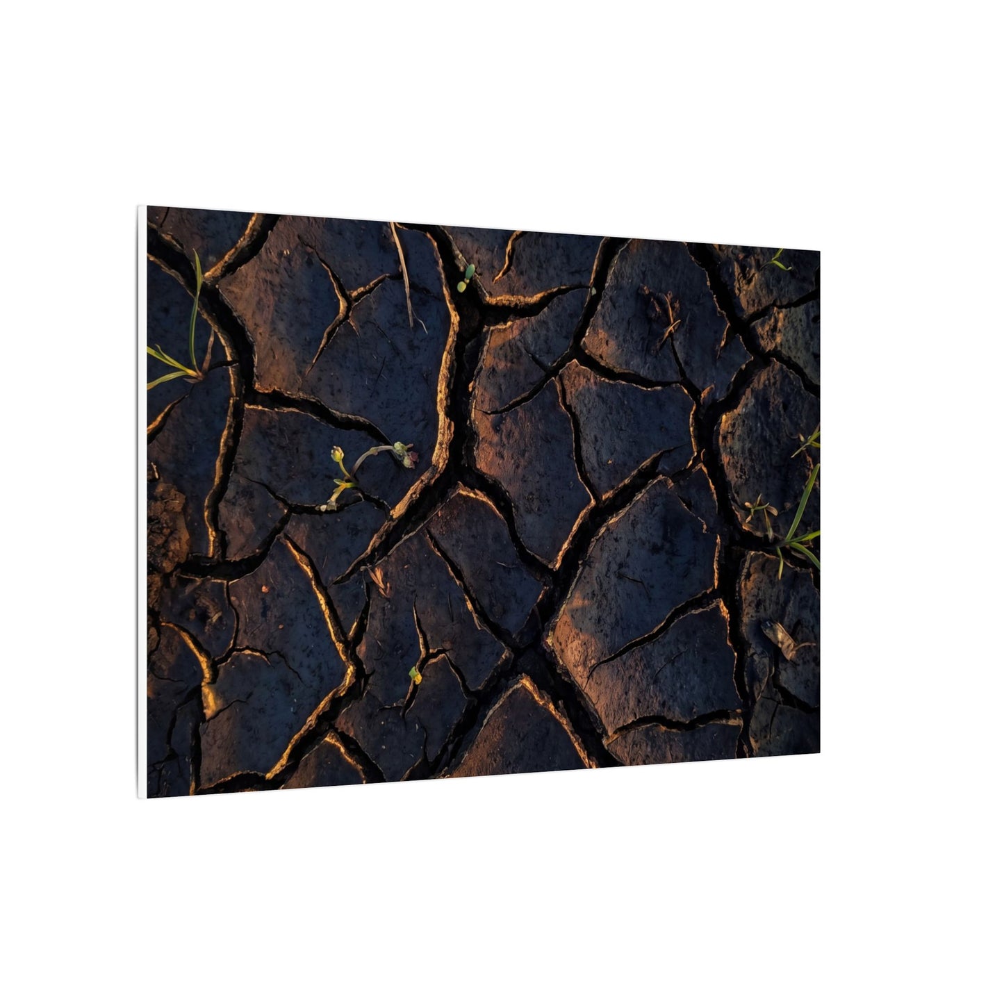 Cracked Earth Moody Minimal Canvas Art | Luxurious Dark Japandi Art
