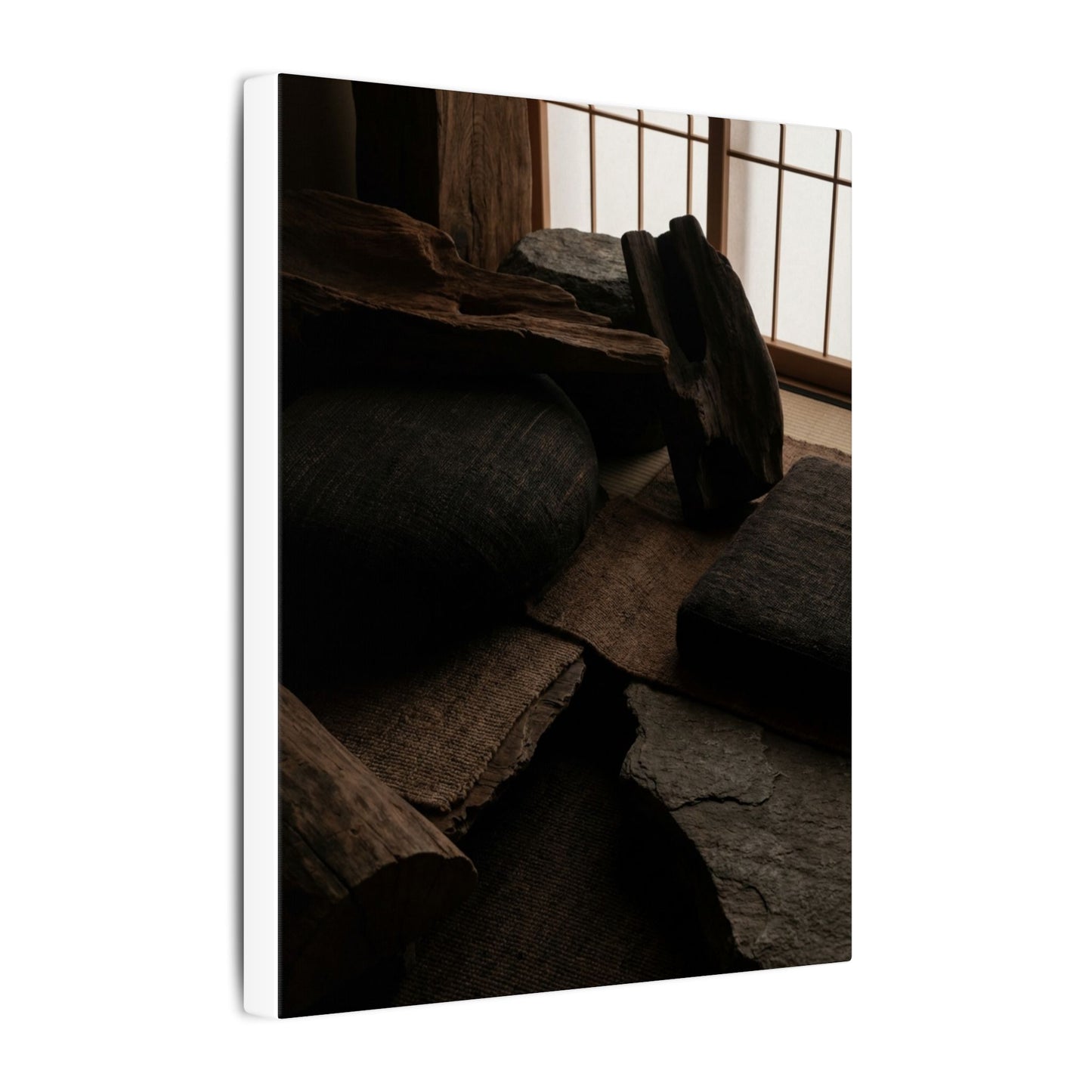 Dark Japandi Shadow Zen Canvas Art