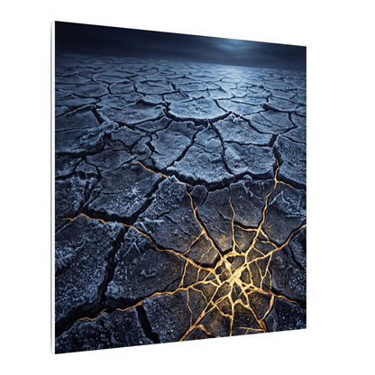 Moonlight Cracked Earth Canvas Art - Kintsugi Mono No Aware