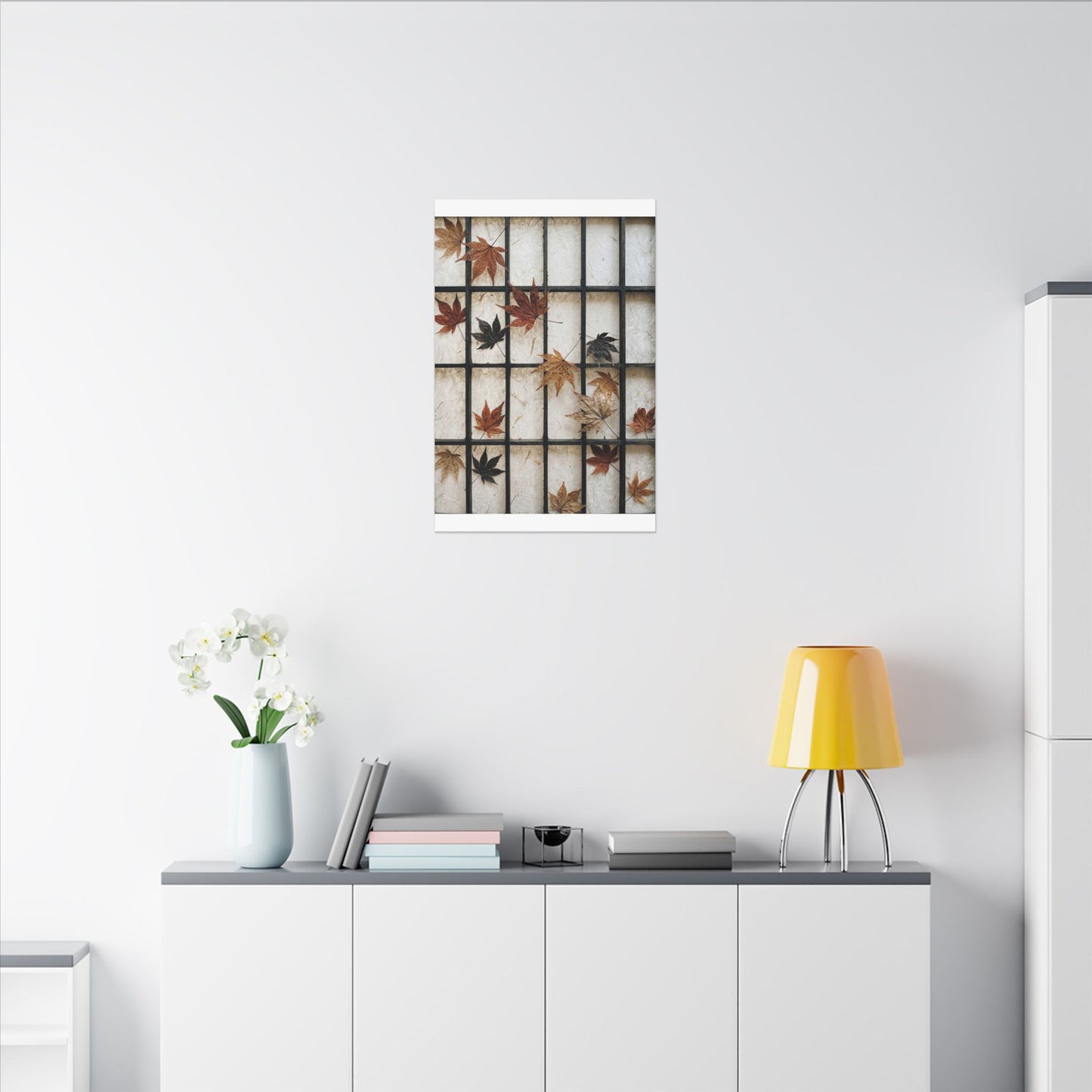 Japandi Shoji Screen in Overcast | Texture Canvas Art