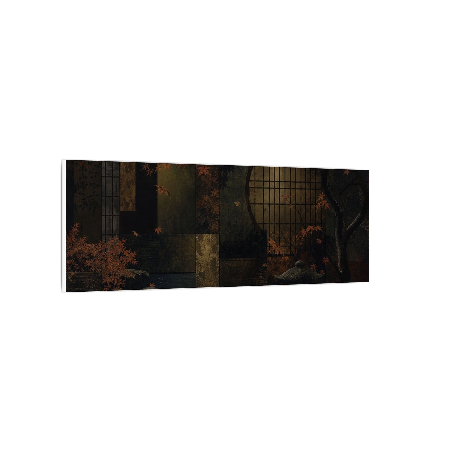 Moonlight Moonlit Garden Canvas Art - Dark Japandi Shibui