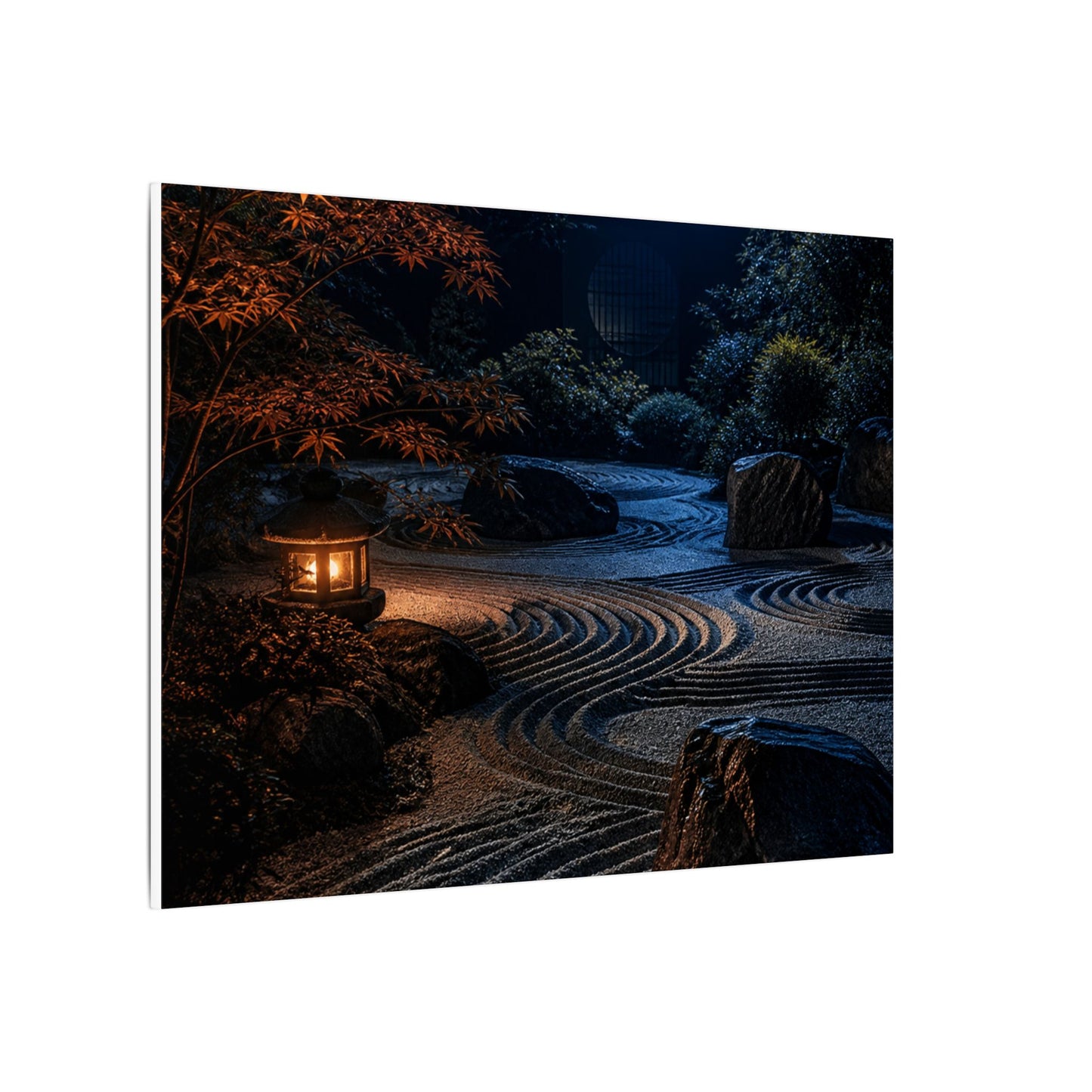 Summer Rock Garden Shadow Zen Canvas Art | Moody Decor