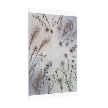 Dried Flowers Japanese Pattern Canvas Art | Elegant Japandi Art