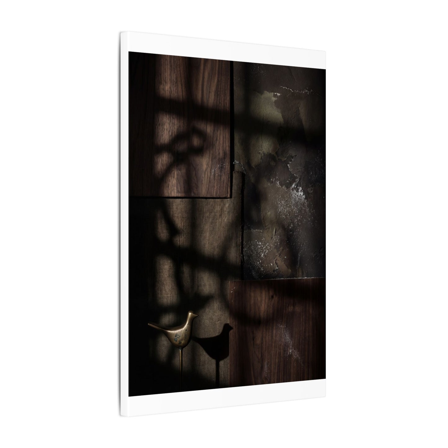 Dark Japandi Shadow Play in Candlelight | Dark Texture Canvas Art