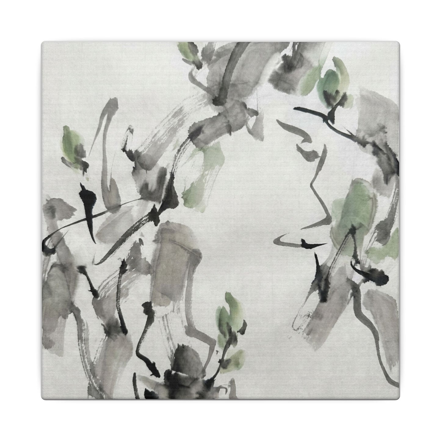 Zen Ink Brushstroke in Overcast | Sumi E Canvas Art