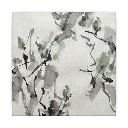 Zen Ink Brushstroke in Overcast | Sumi E Canvas Art