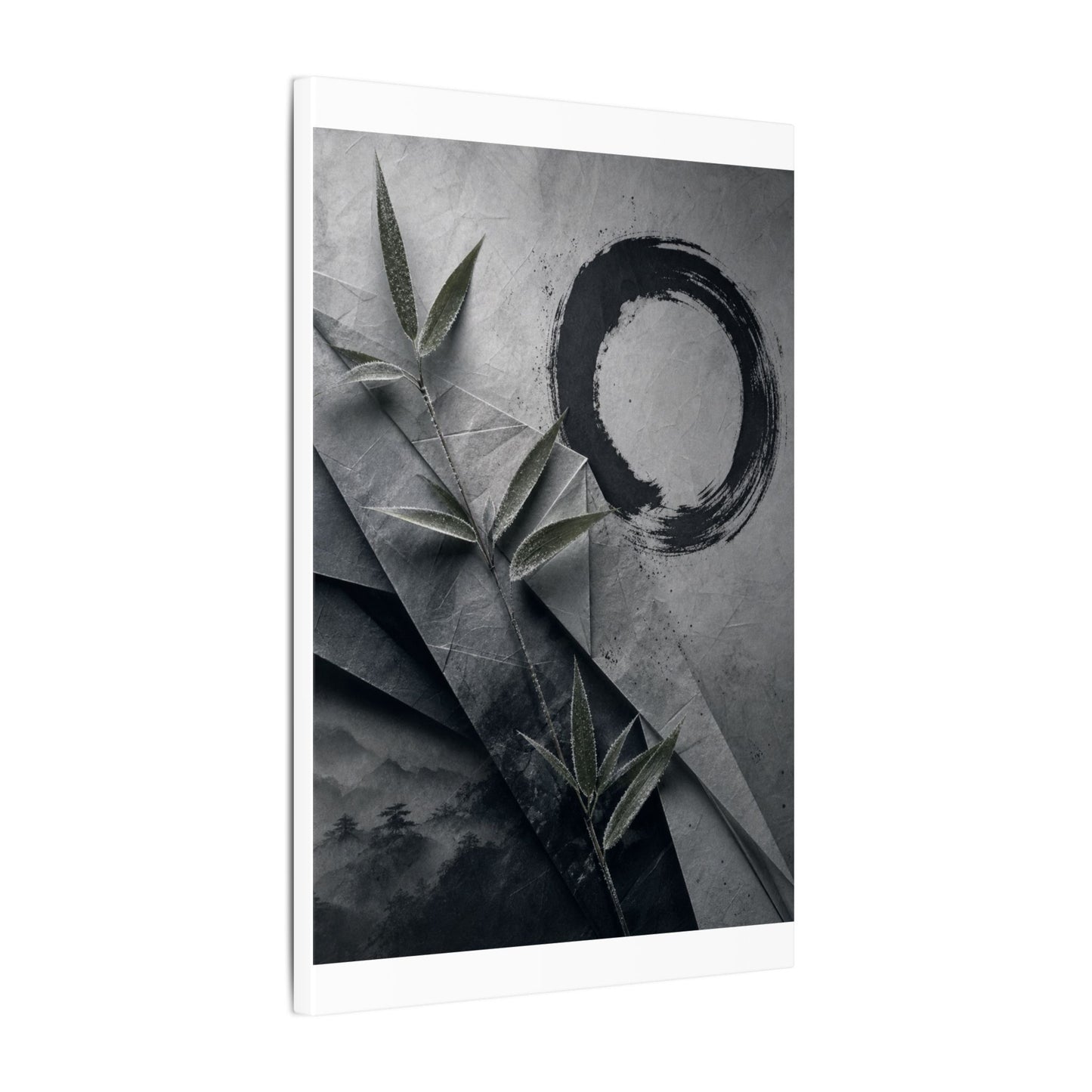 Winter Paper Fold Enso Canvas Art | Serene Decor