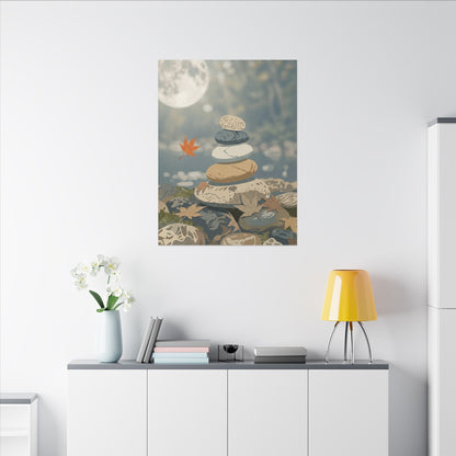 Warm River Stones Canvas Art - Japanese Pattern Japandi
