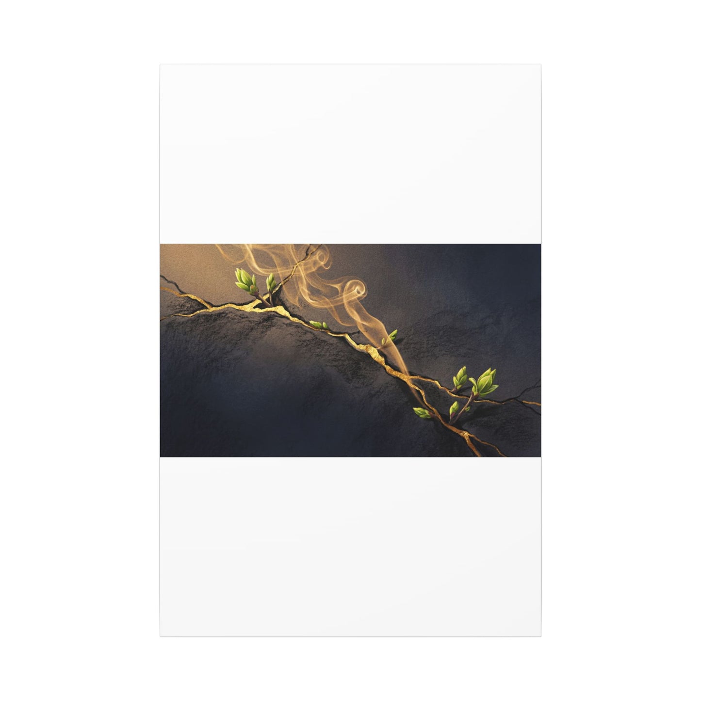 Spring Incense Smoke Gold Vein Canvas Art | Healing Decor