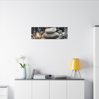 River Stones Canvas Art | Winter Japandi Watercolor Art