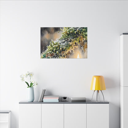 Winter Moss Close Up Watercolor Canvas Art | Neutral Decor