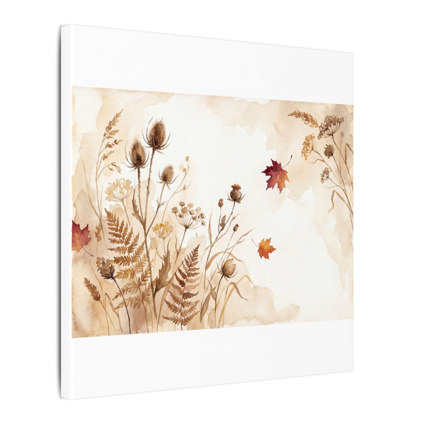 Dried Flowers Canvas Art | Autumn Japandi Watercolor Art