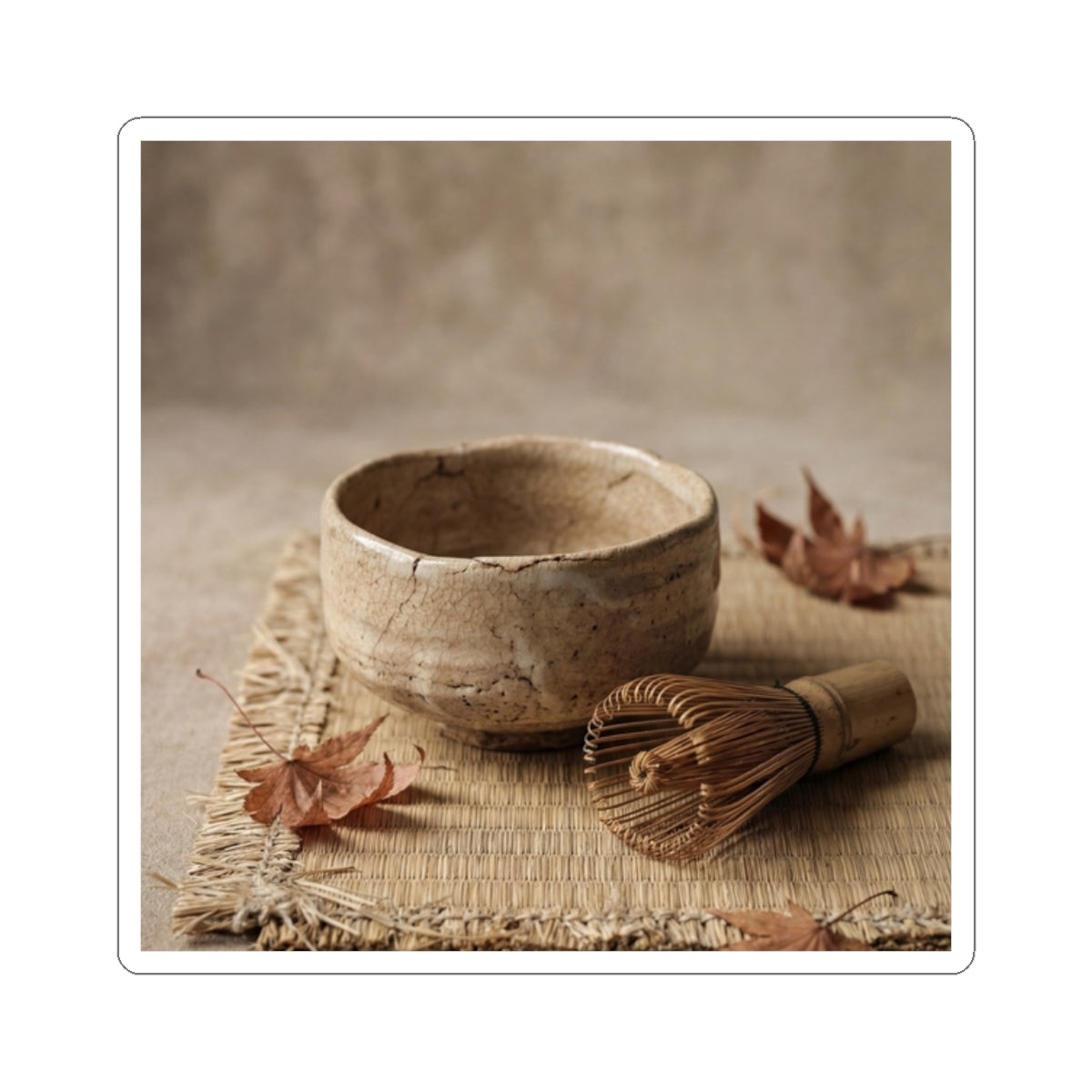 Tea Ceremony Texture Sticker | Elegant Japandi Art Art Print