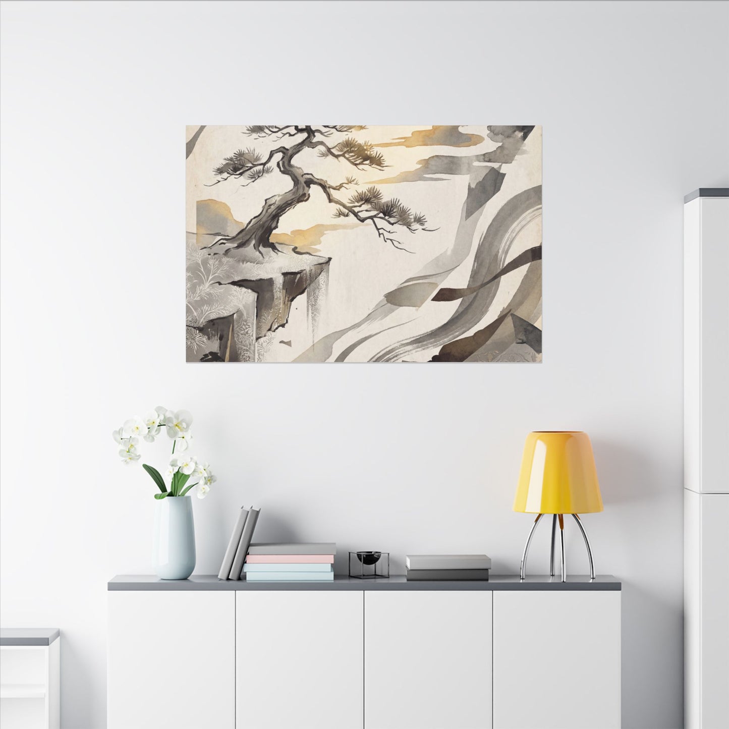 Golden Hour Pine Tree Canvas Art - Japandi Seijaku