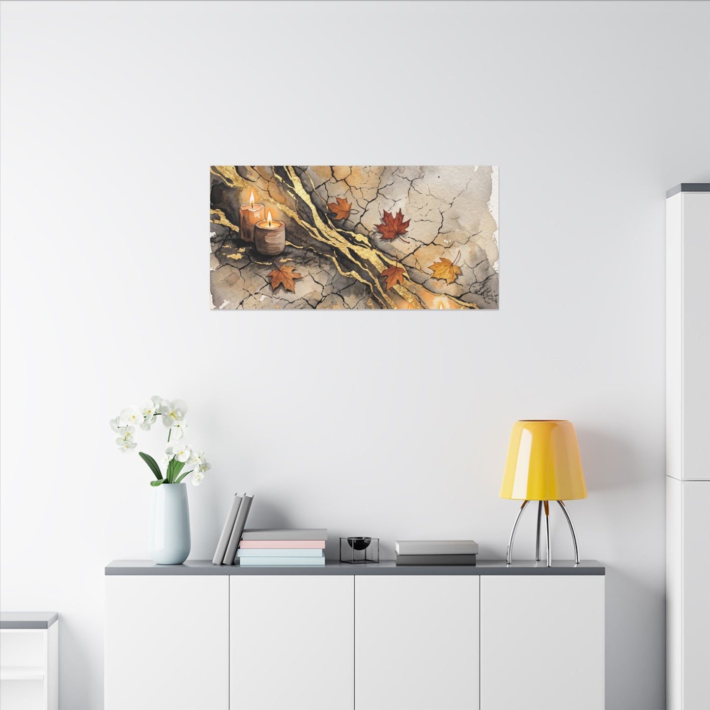 Cracked Earth Autumn Canvas Art | Japandi Warm Design