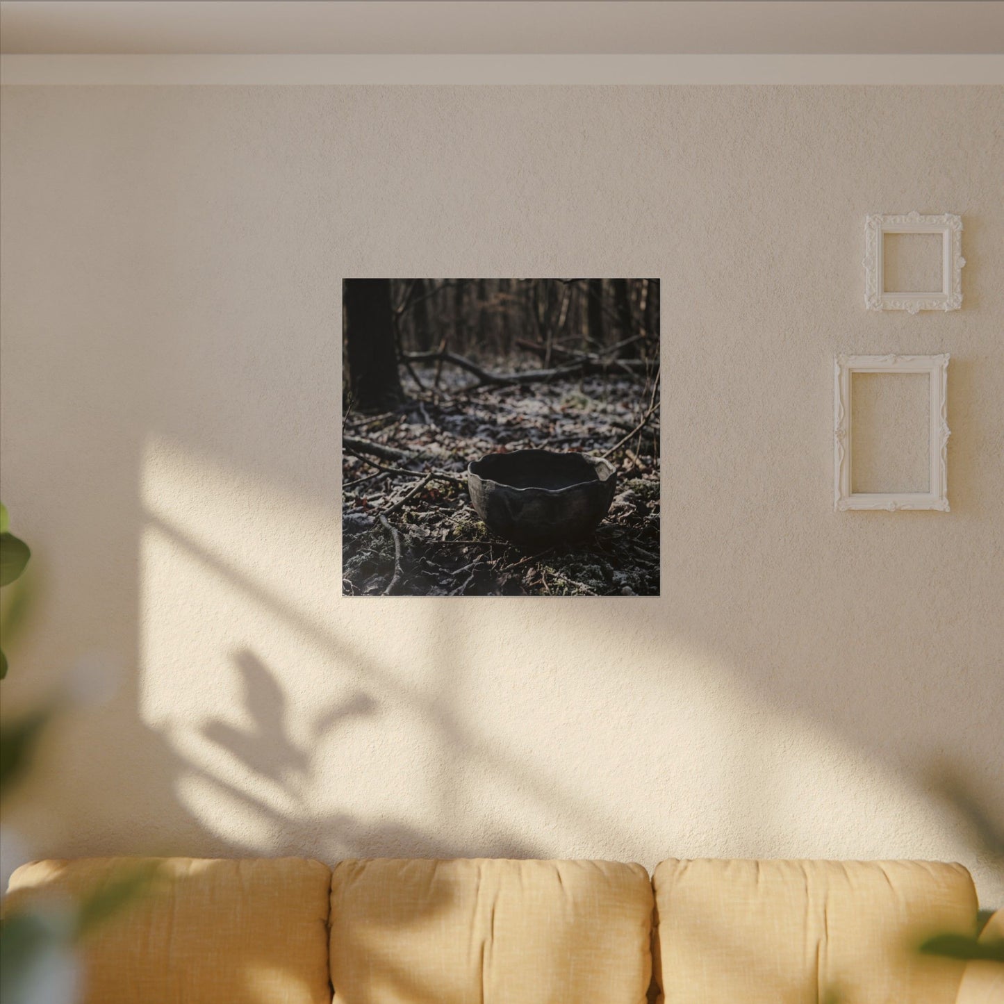 Dappled Ceramic Bowl Canvas Art - Dark Japandi Kanso