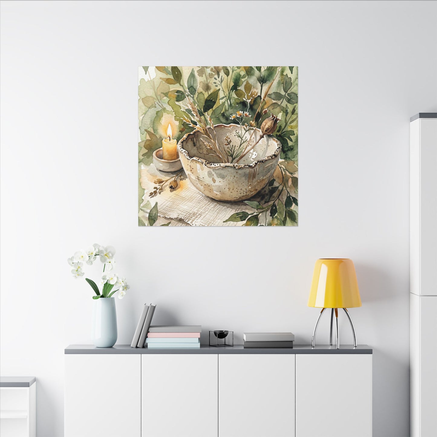 Ceramic Bowl Summer Canvas Art | Japandi Elegant Design
