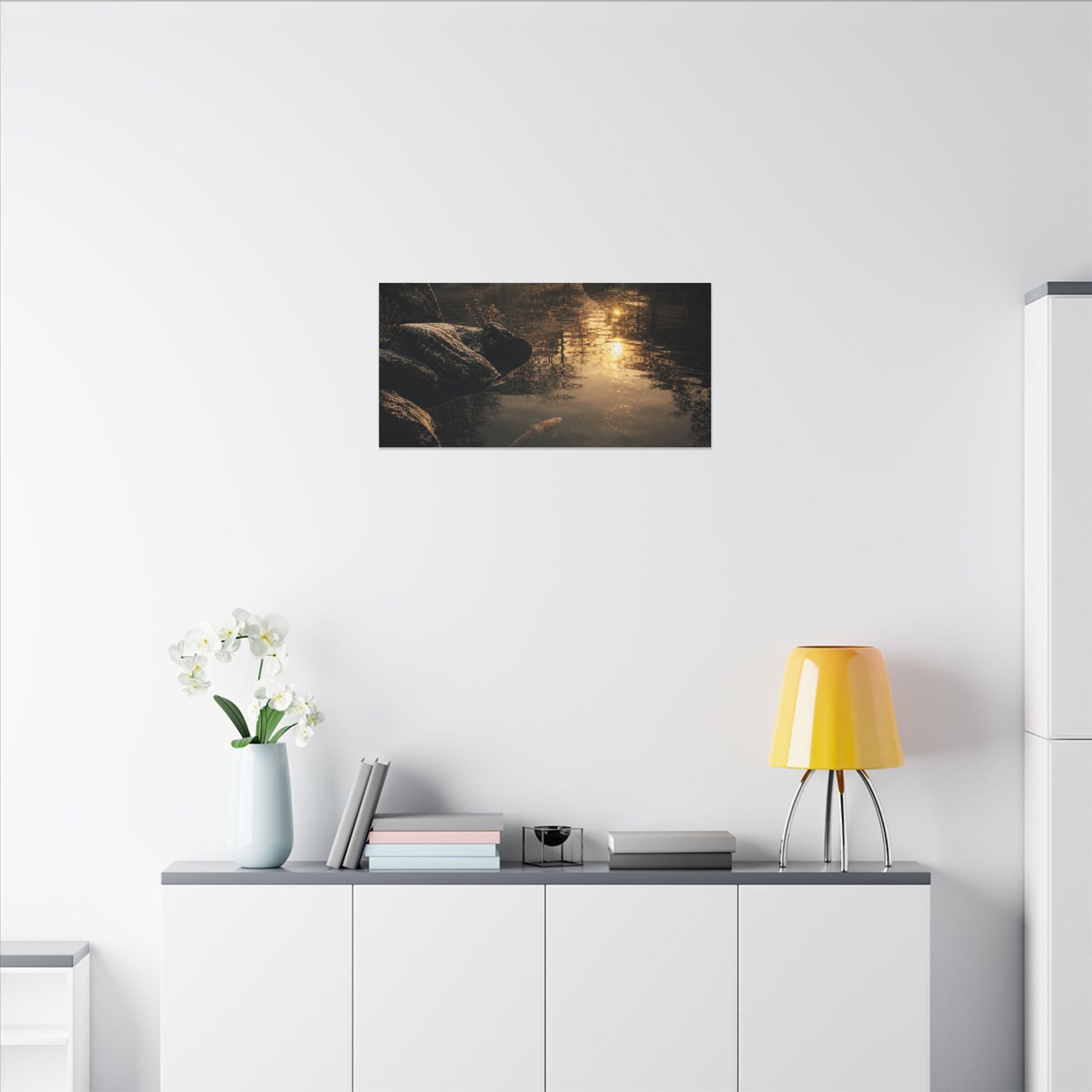Winter Koi Pond Shadow Zen Canvas Art | Bold Decor