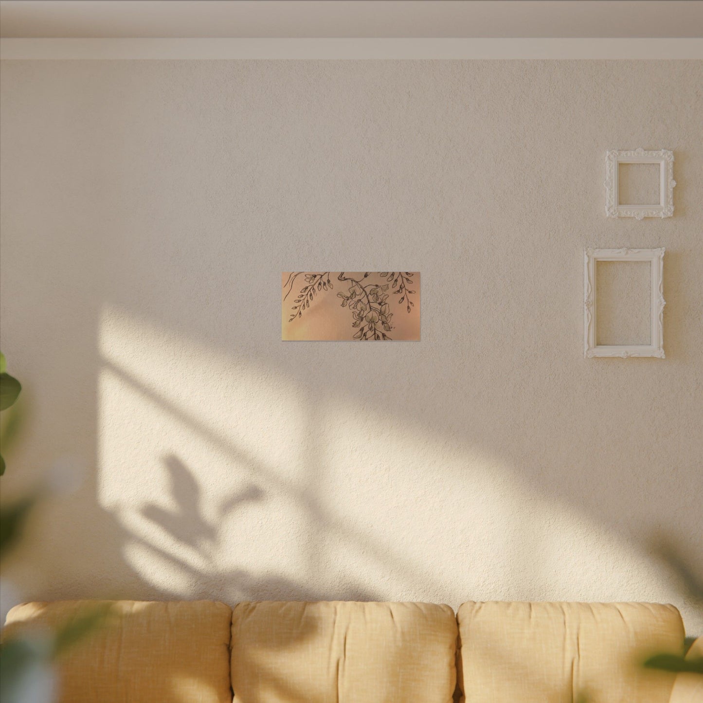 Japandi Wisteria in Candlelight | Minimal Line Canvas Art