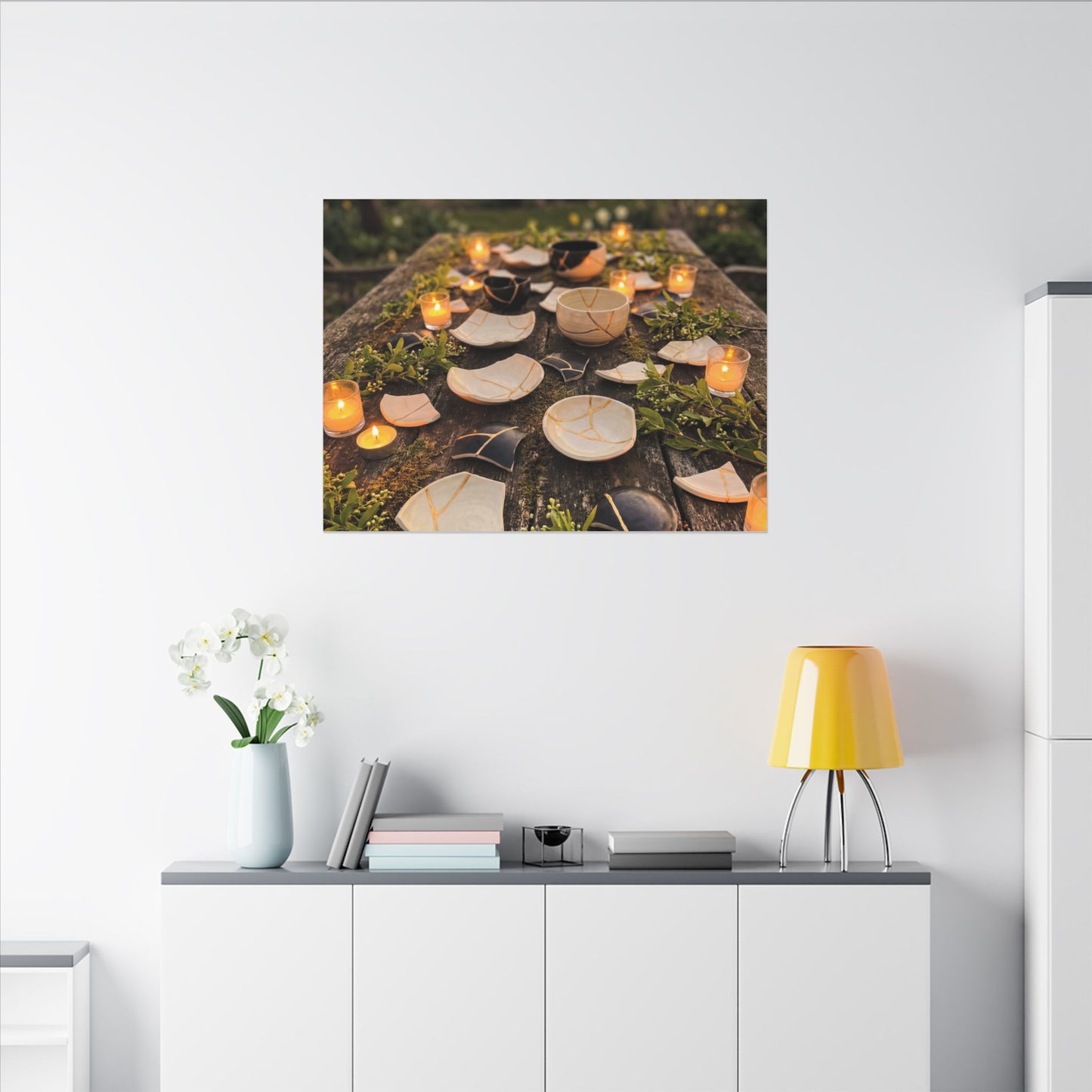 Broken Pottery Spring Canvas Art | Kintsugi Beautiful Design