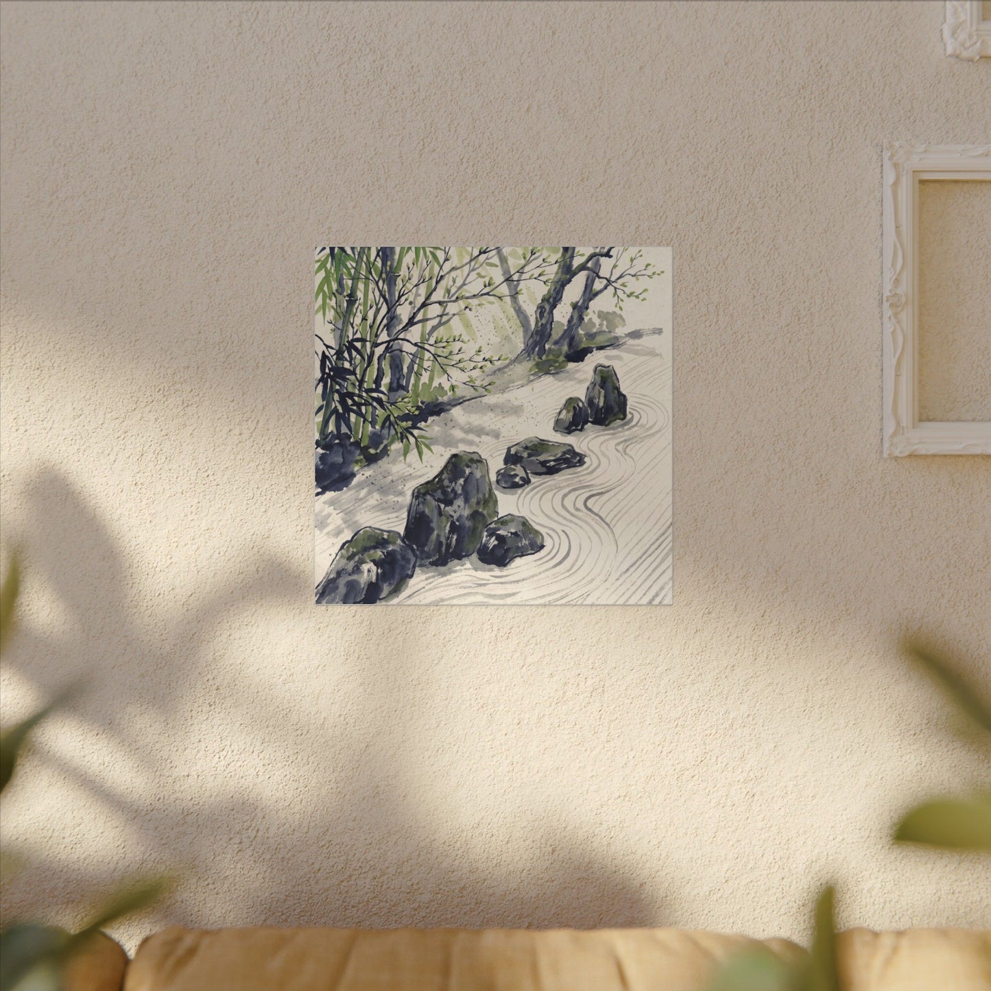 Dappled Rock Garden Canvas Art - Zen Mono No Aware