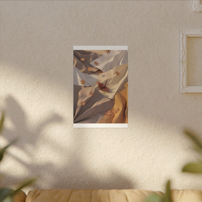 Autumn Paper Fold Minimal Line Canvas Art | Cozy Decor