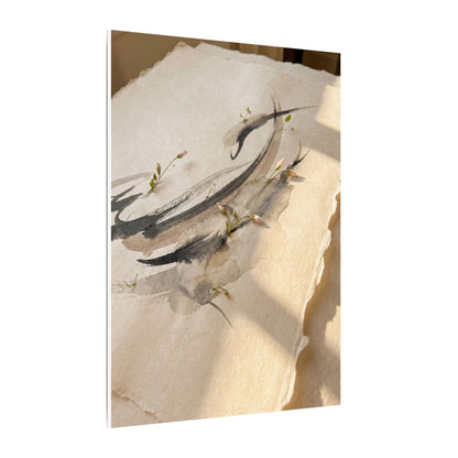 Ink Brushstroke Watercolor Canvas Art | Neutral Japandi Art