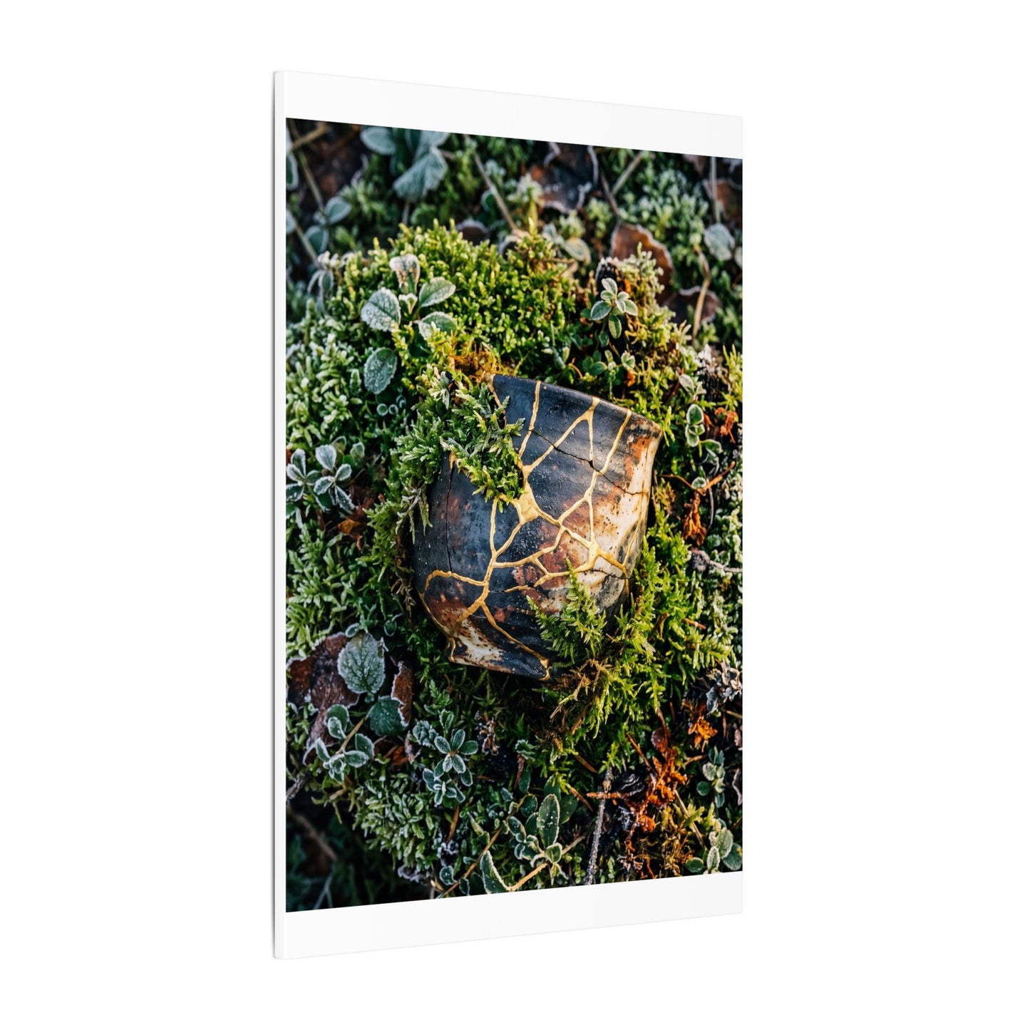 Artful Moss Close Up Canvas Art - Gold Repair Kintsugi