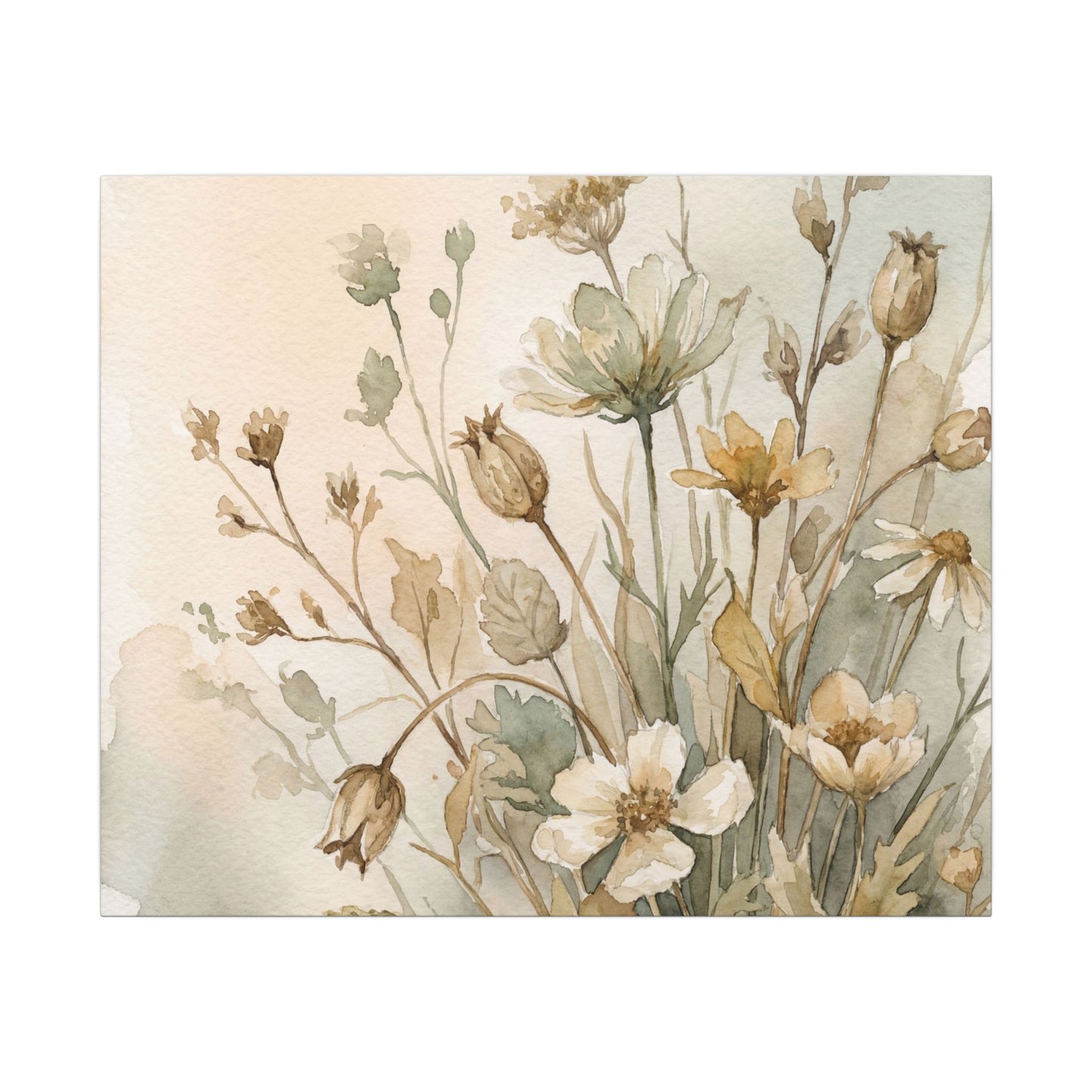 Summer Dried Flowers Watercolor Canvas Art | Elegant Decor