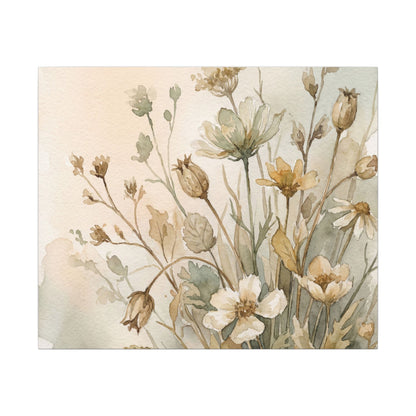 Summer Dried Flowers Watercolor Canvas Art | Elegant Decor