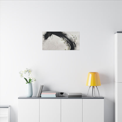 Ink Brushstroke Spring Canvas Art | Dark Japandi Sophisticated Design