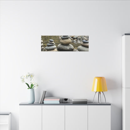 Zen River Stones in Dawn | Karesansui Canvas Art