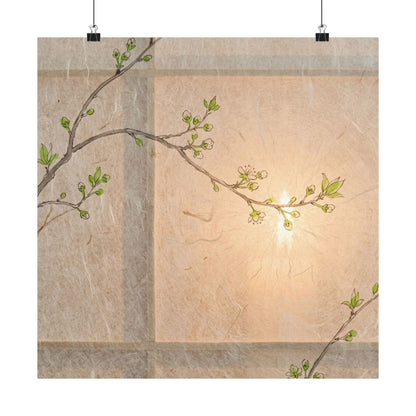 Shoji Screen Wall Art Print | Spring Japandi Minimal Line Art