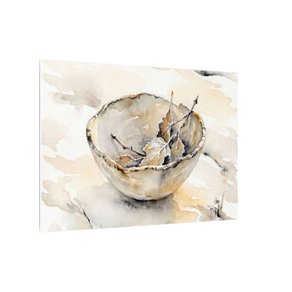 Ceramic Bowl Canvas Art | Winter Japandi Watercolor Art