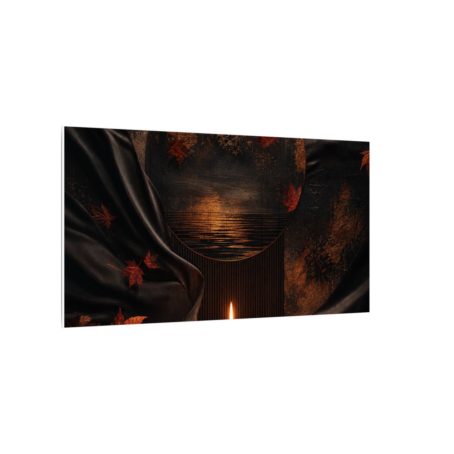 Silk Drape Autumn Canvas Art | Dark Japandi Moody Design