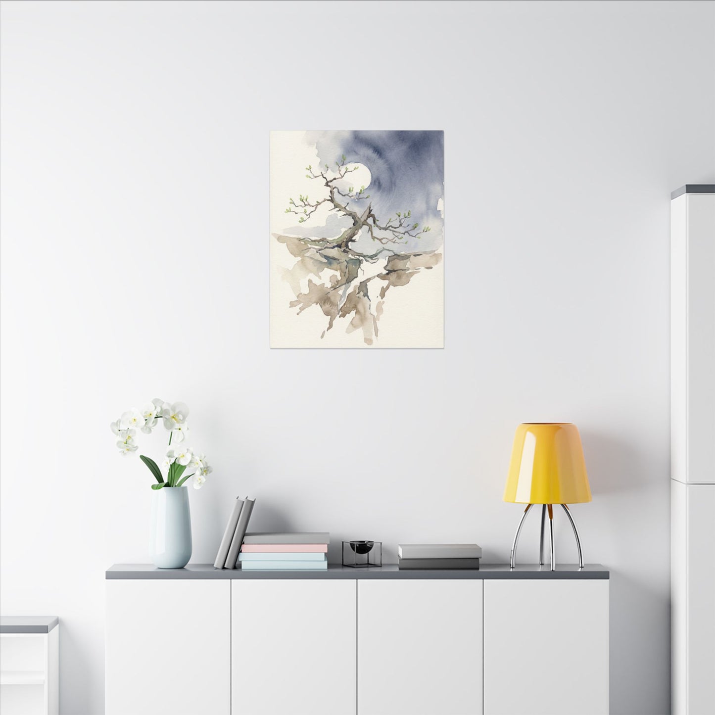 Moonlight Pine Tree Canvas Art - Japandi Ma