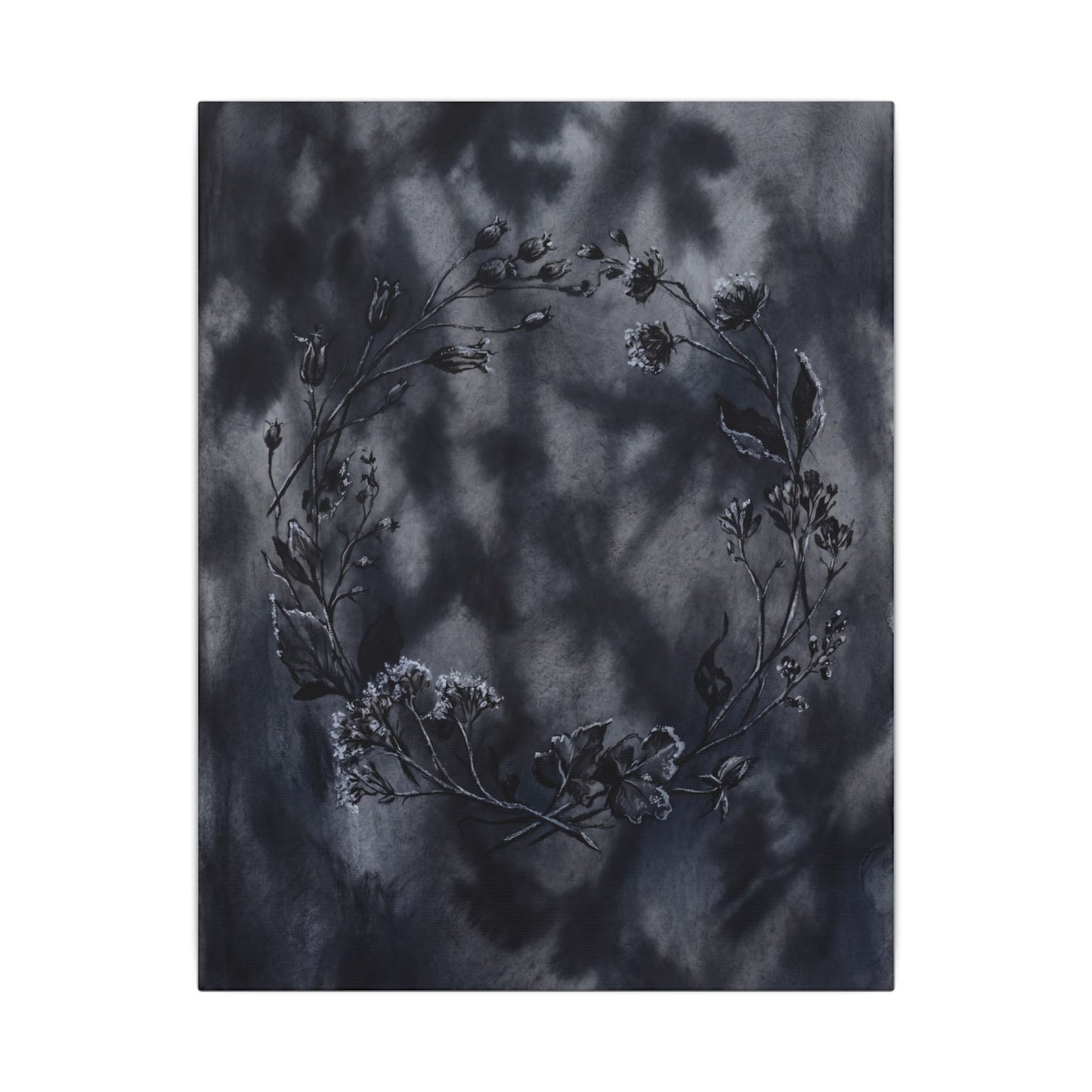 Dried Flowers Canvas Art | Winter Dark Japandi Shadow Zen Art