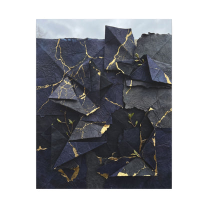 Beautiful Paper Fold Canvas Art - Crackle Gold Kintsugi
