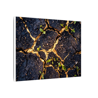 Spring Cracked Earth Crackle Gold Canvas Art | Healing Decor