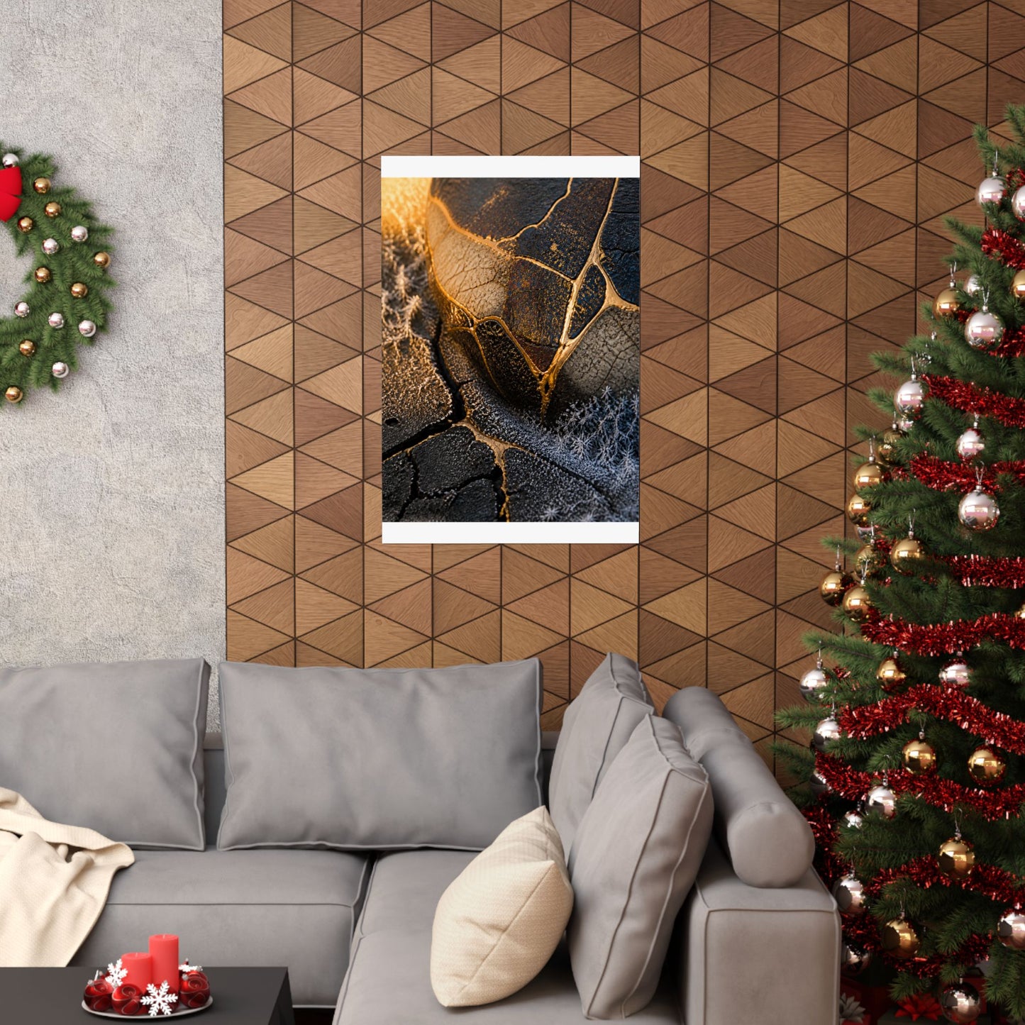 Kintsugi Cracked Earth in Golden Hour | Gold Repair Wall Art Print